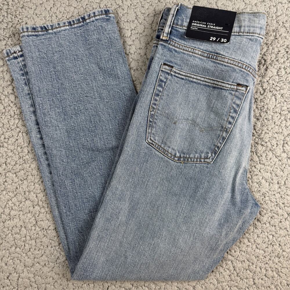 American Eagle Jeans Mens 29X30 Blue Light Wash Original Straight EasyFlex Denim